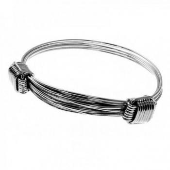 Brazalete extensible de plata Ley 925m para mujer con detalles en los laterales
