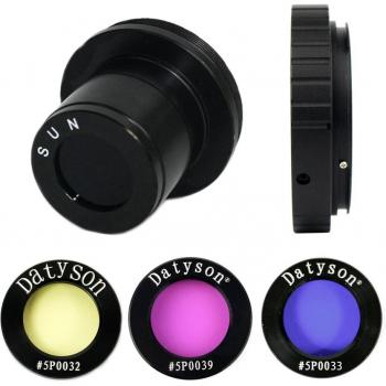Datyson 1,25 Adaptateur T‑Mount M42x0,75 – Kit filtres solaires et planètes rouge/bleu