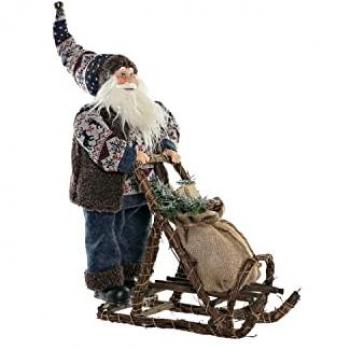 Adorno Navideño Papá Noel de Madera Azul y Marrón 42 x 25 x 48 cm