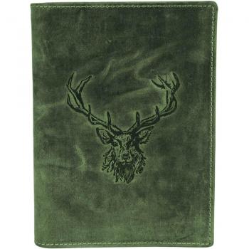 Leder‑Hirsch Ausweismappe – Greenburry Vintage, 12 cm, Grün