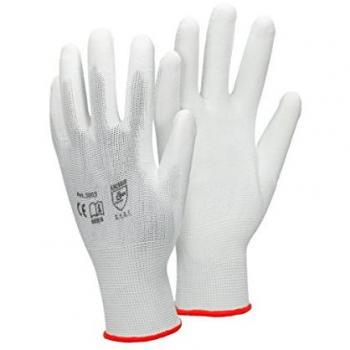 ECD Germany Arbeitshandschuhe – 120 Paar, robustes Nylon, PU-Lackierung, rutschfeste Unterseite, Größe 7-S, weiß, für Garten & Werkstatt