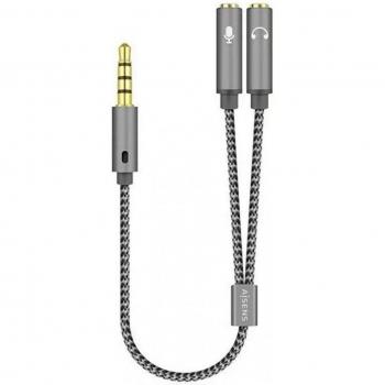 Adaptador Aisens A128-0415 3.5mm Macho a Doble Hembra 25cm Gris