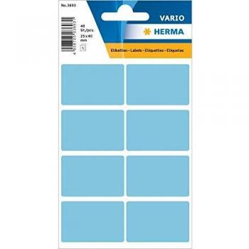 HERMA 3693 Lot de 40 étiquettes multi-usages (25 x 40 mm, 5 feuilles, papier mat) autocollantes permanentes pour écrire à la main Bleu