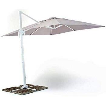 Sal mar Ombrellone MOD. Verso Braccio Misura 3x3 mt Colore Grigio palo Alluminio Bianco