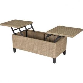 Table d'appoint avec coffre en poly-rattan