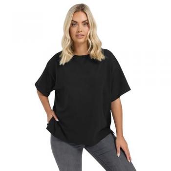 Damen‑T-Shirt „Yours“ – Schweres, Kastig, Schwarz