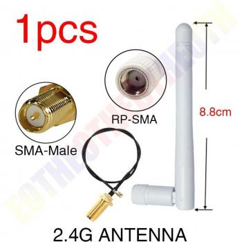 Antena 2.4 GHz 3dBi para PBX con RJ‑RP‑SMA y Cable de Extensión