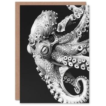 Black‑White Octopus Illustration Greeting Card