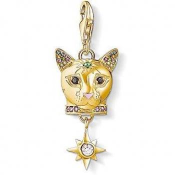 Charm de Gato de Plata con Baño de Oro de 18K