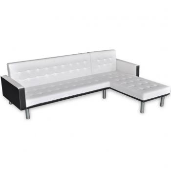 LuxeLife Sofá Cama Reclinable XL Blanco/Negro