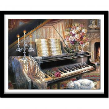 Arte Strass Piano & Gatto 20x30 cm