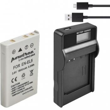 Powtree 1800mAh EN-EL5 Akku + USB Ladegerät für Nikon Coolpix P4 P80 P90 P100 P500 P510 P520 P530 P5000 P5100 L10