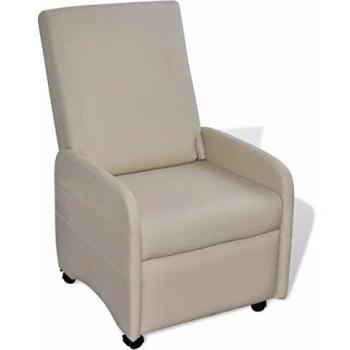 Sillón Plegable Crema VidaXL