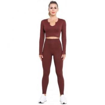Yoga Fitness Suit Long Sleeve Crop Top and Leggings