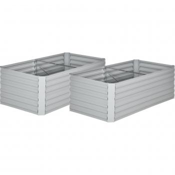 Outsunny Raised Beds for Garden, Set of 2, Galvanised Steel
