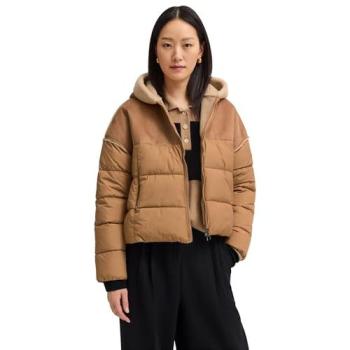 Modische Jacke mit Kunstfell und Kapuze