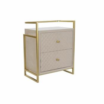 Mesa Auxiliar con Detalle Metálico Dorado y Cristal – DKD Home Decor – 60x35x75 cm