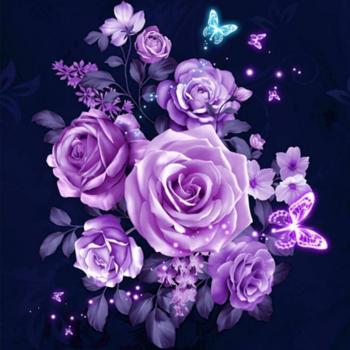 Rosa Violetto 5D DIY Diamond Art – 30×30 cm, Mosaico, Ricamo e Cross Stitch