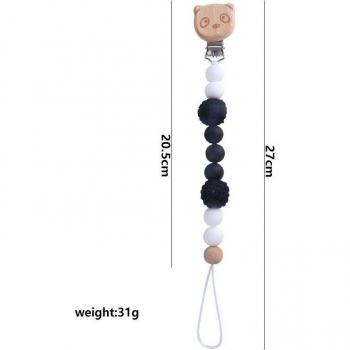 Wooden Pacifier Clip with Leaf Star Panda Elephant Design