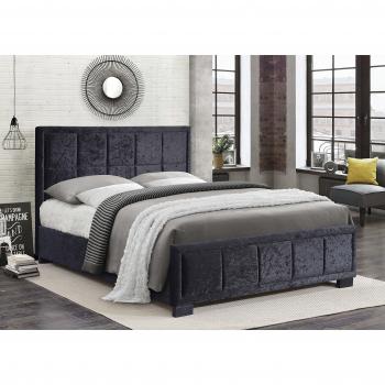 Kingsize Black Crushed Velvet Bed