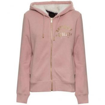 XL Pink Zip‑Through Superdry Female Sweatshirt with Logo