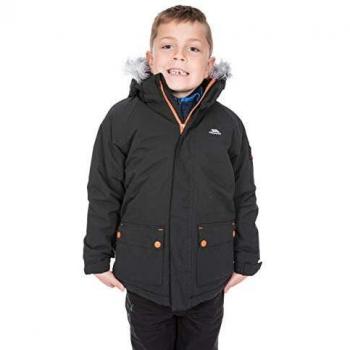 Schwarze Outdoor-Jacke Trespass Holsey – 11/12, wasserdicht, gepolstert, Kinder