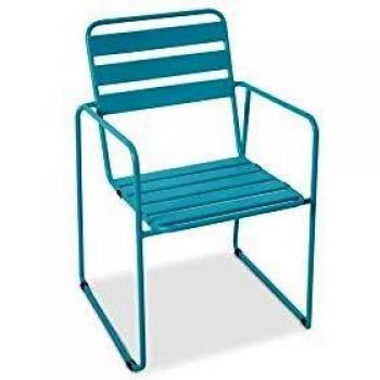 Fauteuil pour terrasse en acier Oviala, 52x60x83 cm, bleu