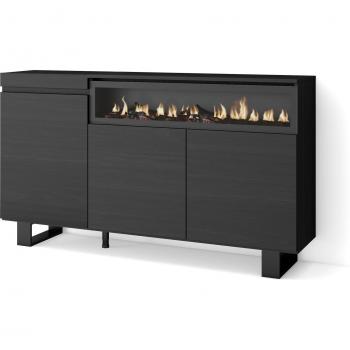 Buffet contemporain 150x35x87cm avec cheminée intégrée