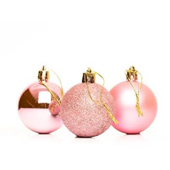 Pink Frosted Shatterproof Baubles, 60mm, 6‑Pack for Holiday Trees
