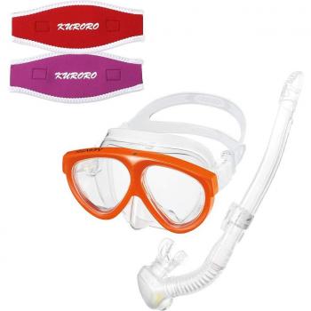 Gull Mantis 5 Silicone Mask – Neon Orange, Layla Clear Snorkel, Red Pink Kuroro Cover
