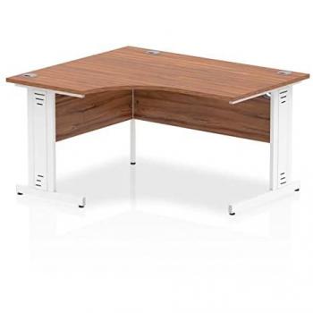 Impulse 1400mm Left Crescent Desk Walnut Top White Cable Managed Leg
