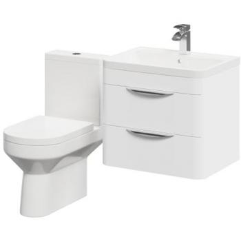 600mm Gloss White Vanity Unit with Rimless Toilet by Wholesale Domestic