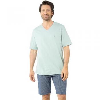 Coton bio Pyjama court homme, finition bleu – Eminence