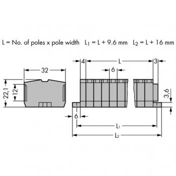 WAGO 6 mm Zugfederklemme 2-Leiter Grau