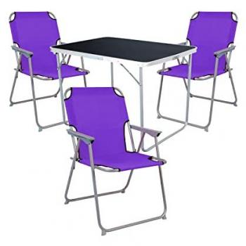 Mojawo 4-tlg. Camping Set Klappstuhl und Campingtisch Lila