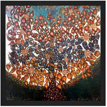 Square Wall Art: Senlis Tree of Life, 16x16 in Black Frame