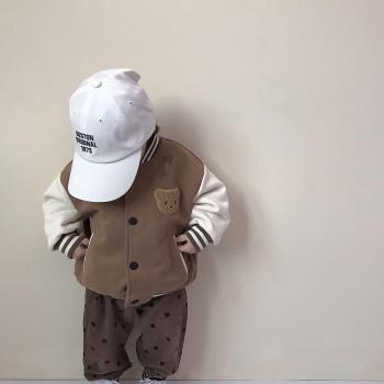 Veste de Baseball Enfant avec Imprimé Ours et Pantalon à Pois
