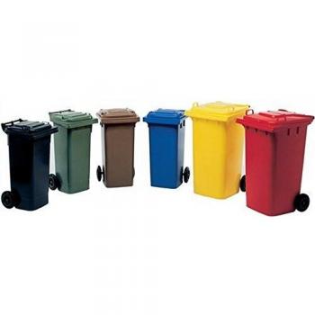 Récipient à déchets 80L brun en HDPE sur roulettes conforme EN 840