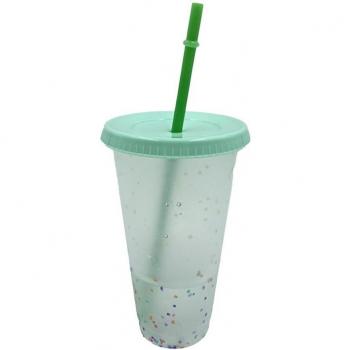 Bunte Strohflasche für Getränke 700ml