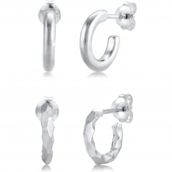 Elli Zeitlose Creolen im 2er Set aus 925 Sterling Silber