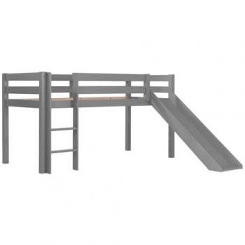 Tobogan SLEEPY Lit Mi-Haut, Pin Laqué Gris 90x200 cm