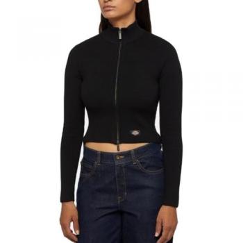 Dickies Damen East Helena Gerippter Pullover mit Reißverschluss Schwarz Größe S