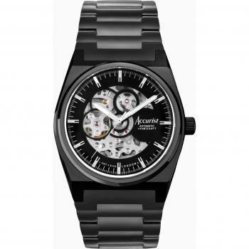 Velocity V1 41 Automatic Men's Watch – Black Stainless Steel Case, Skeleton Dial