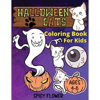 Halloween cute cats coloring book for kids ages 4-8