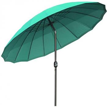 Parasol en métal et fibre de verre Ø 2,55 m inclinable avec manivelle polyester haute densité vert