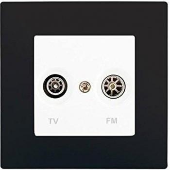 Prise TV/FM Blanc Delta Viva + Plaque Noir
