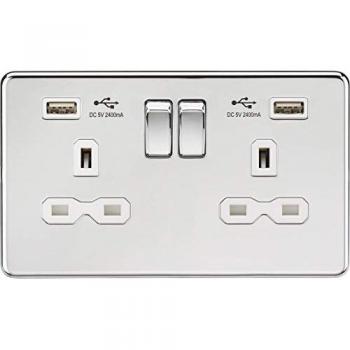 Knightsbridge 13A 2G Switched Socket with Dual USB Charger (2.4A)