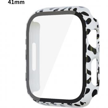 Apple Watch 41mm Tempered Film Leatherette Cover Leopard Print