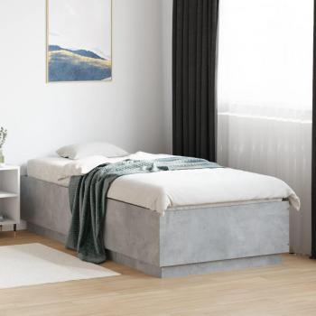 Concrete Grey LED Bed Frame 90x200 cm vidaXL