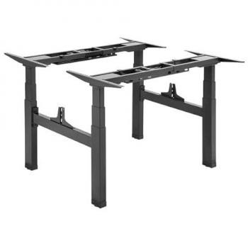 Pieds de bureau doubles assis-debout motorisés Kimex, hauteur ajustable 62-128 cm, finition noire